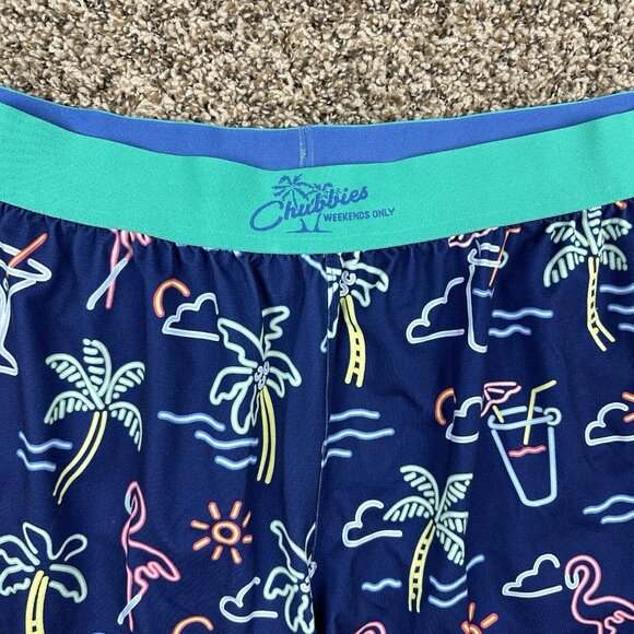 Chubbies Mens Lounge Shorts 5.5" Inseam Blue Neon Cocktail Print Beach Sz XXL - Picture 3 of 11